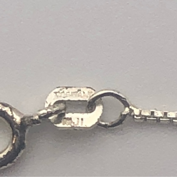 𝅺vtg Sterling Silver & Cz Stone Tilted Slanted Heart Pendant w Chain 16” & 1” - Picture 7 of 9